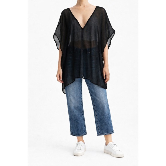 Unbranded Tops - Unbranded Tunic Women OS Black Strappy Lattice Back Sheer Grunge Whimsygoth Boho
